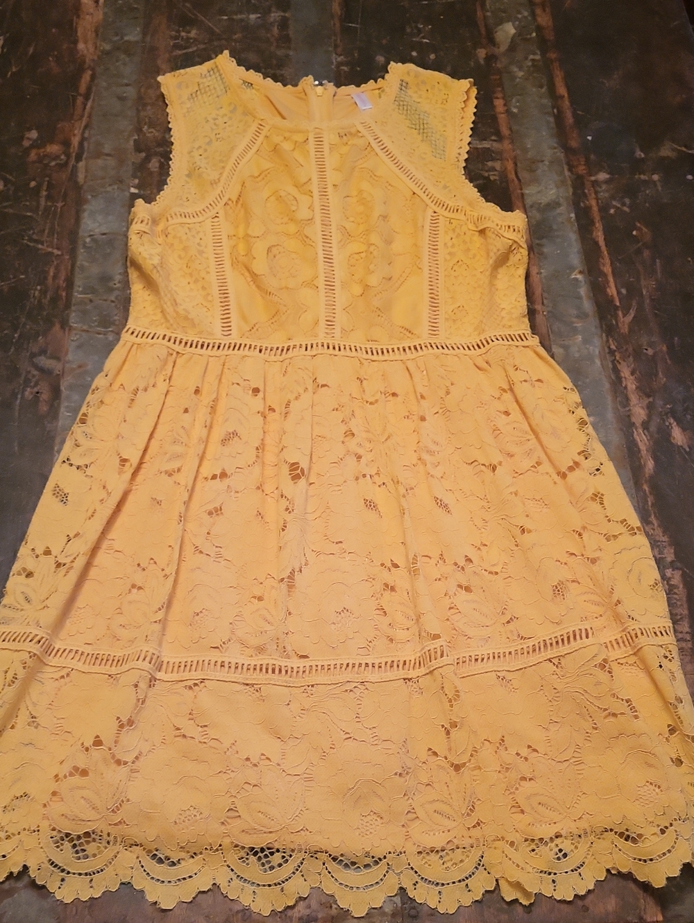 Xhilaration Sunflower Yellow Lace Midi Dress